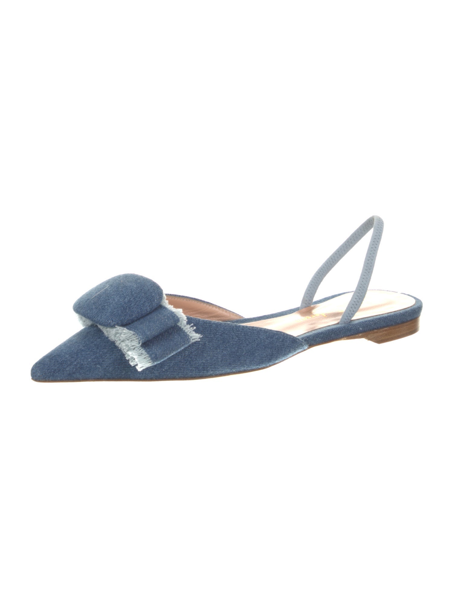 Rupert Sanderson Denim Bow Accents Slingback Flats