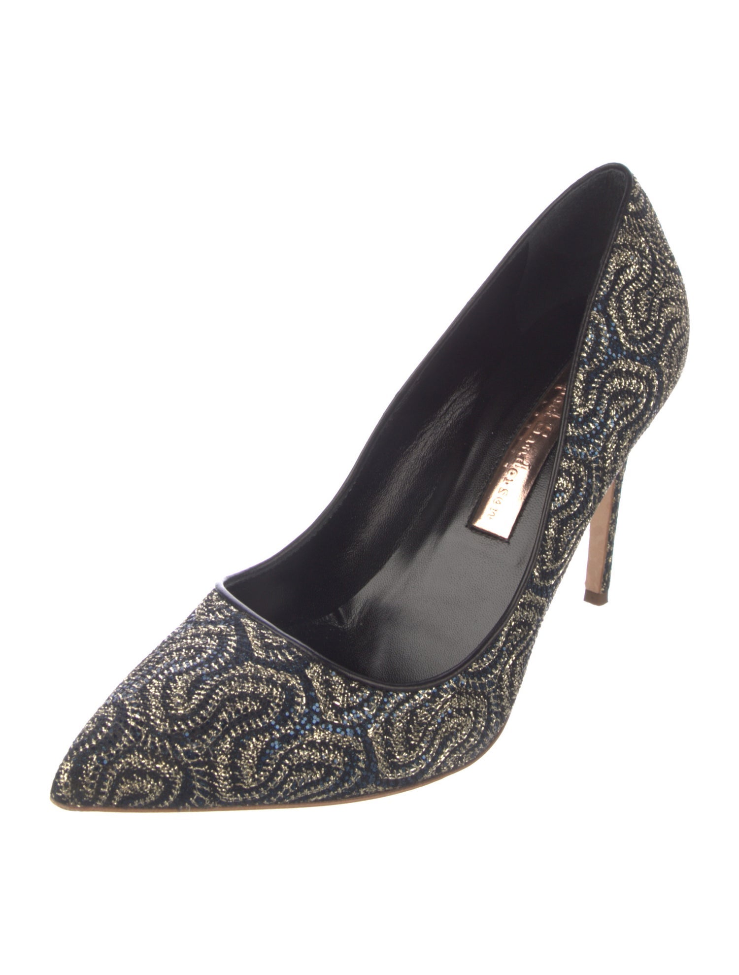 Rupert Sanderson Printed Glitter Accents Pumps