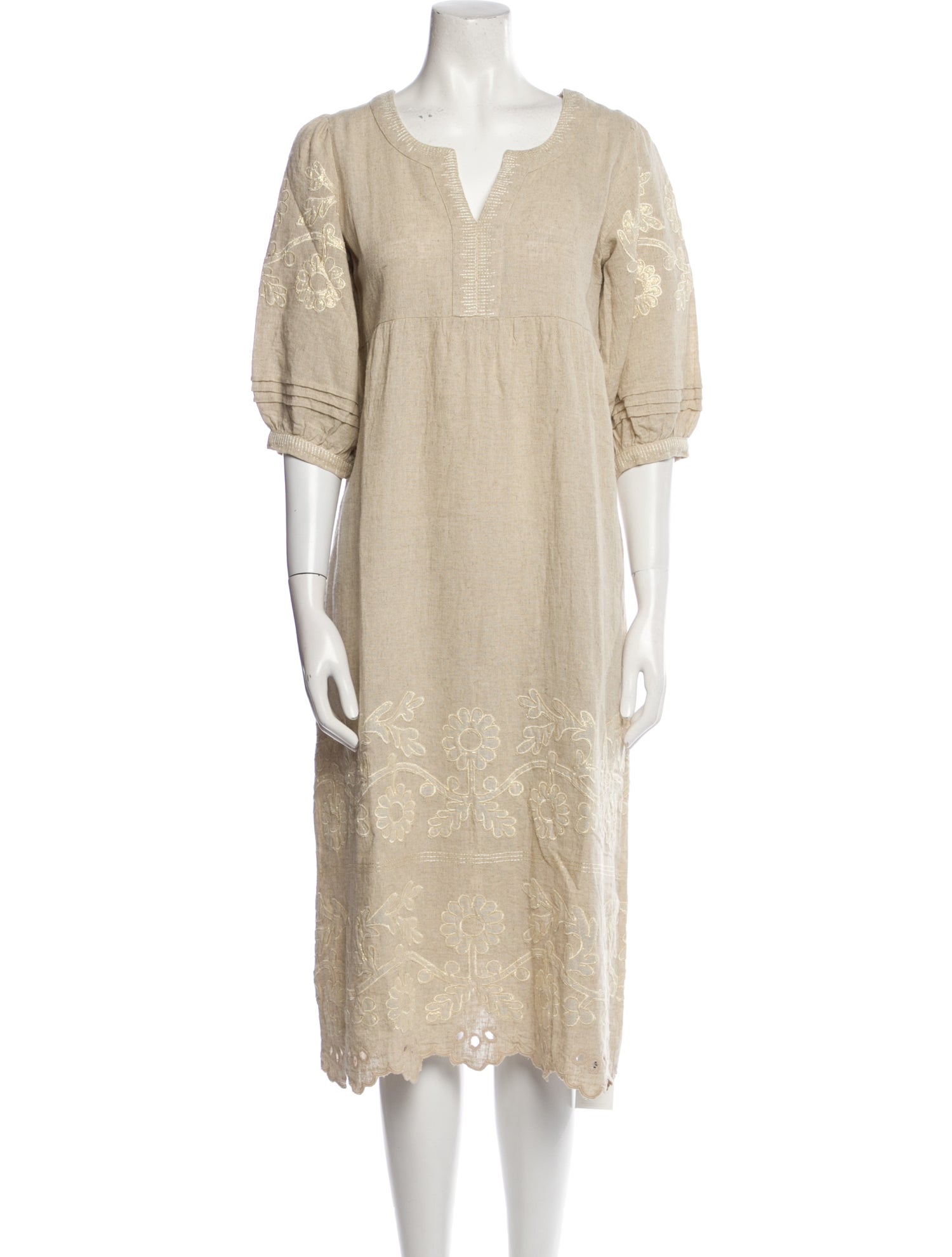 Rose and Rose V-Neck Midi Length Dress