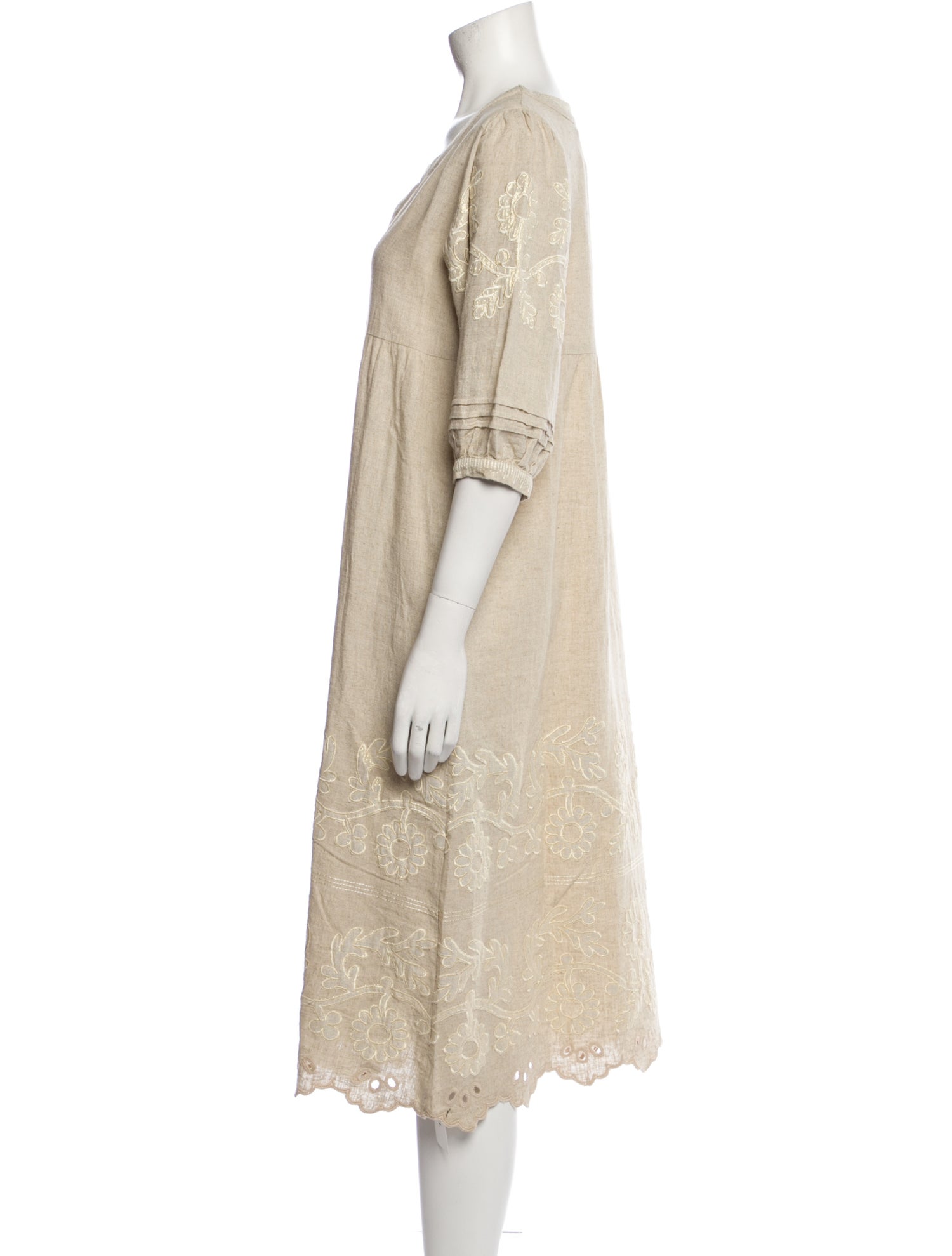 Rose and Rose V-Neck Midi Length Dress