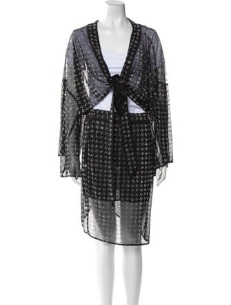 Rosa Cha Lace Pattern Sequin Embellishments Skirt Set