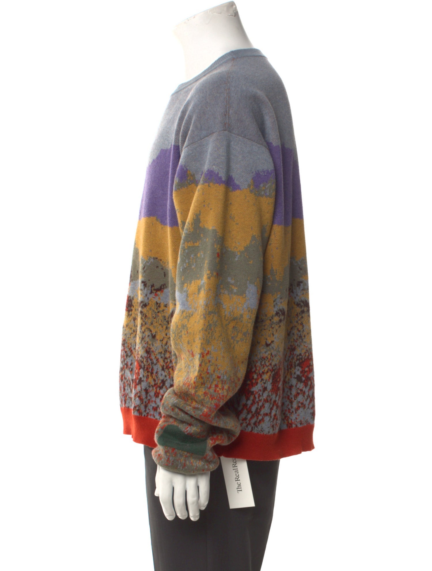 Reese Cooper Colorblock Pattern Crew Neck Pullover