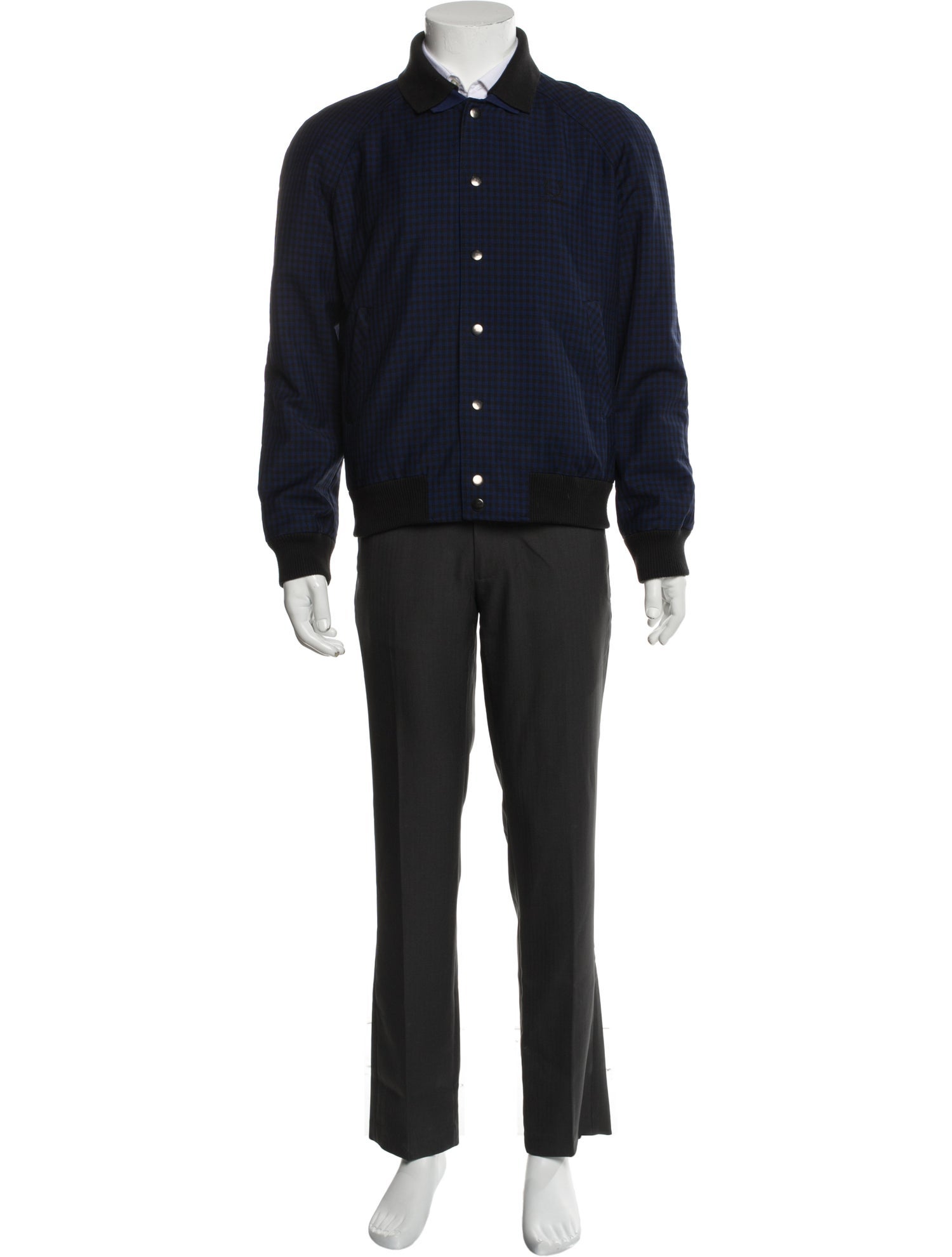 Raf Simons x Fred Perry Wool Plaid Print Denim Jacket