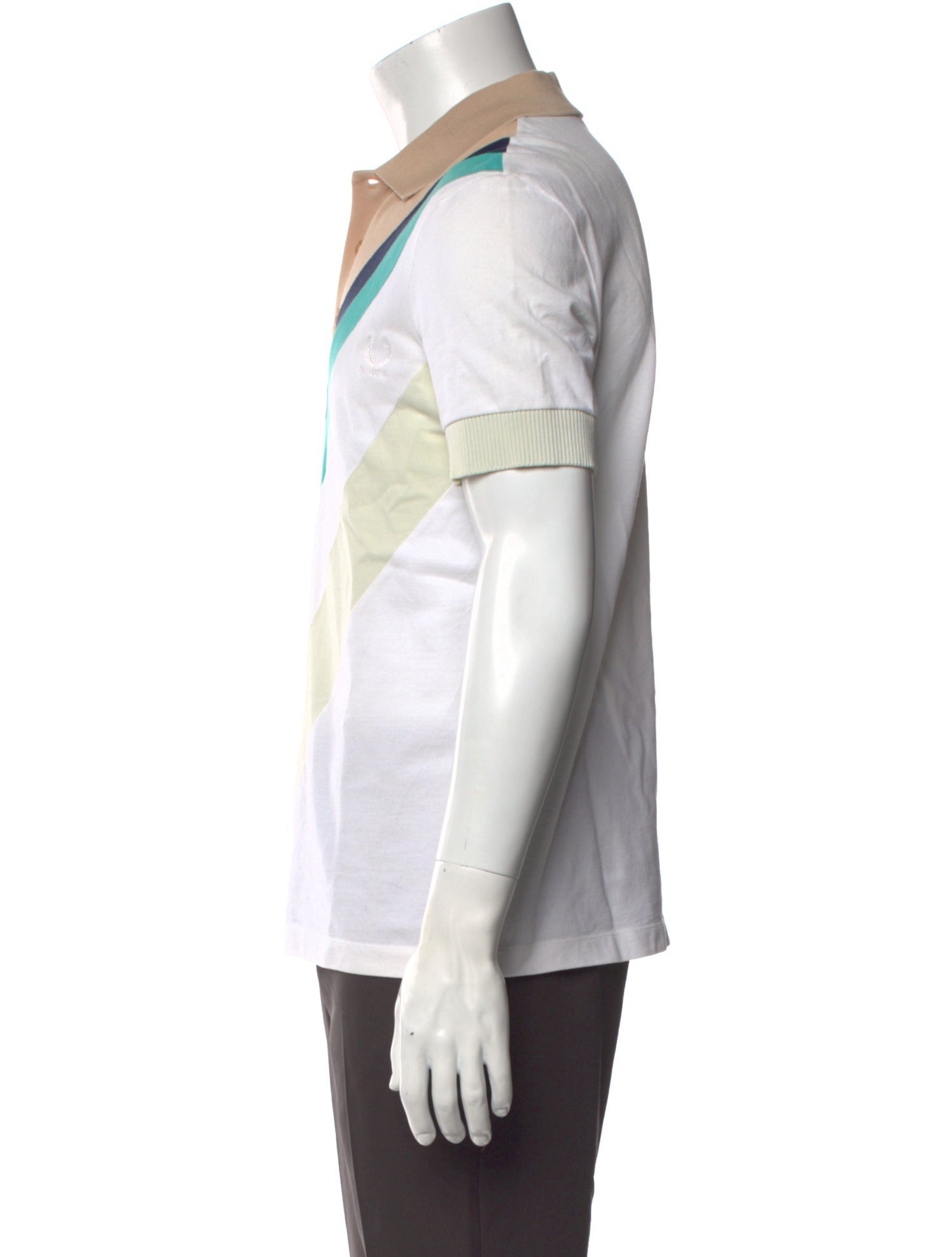 Raf Simons x Fred Perry Colorblock Pattern V-Neck Polo Shirt