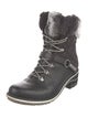 ROSSIGNOL Leather Fur Trim Combat Boots