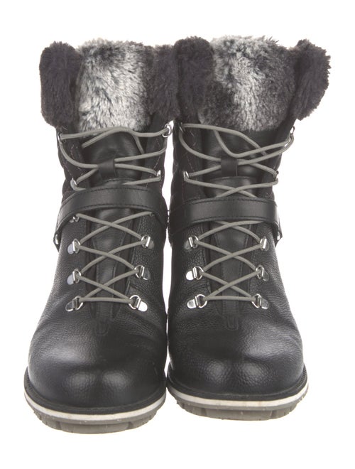 ROSSIGNOL Leather Fur Trim Combat Boots