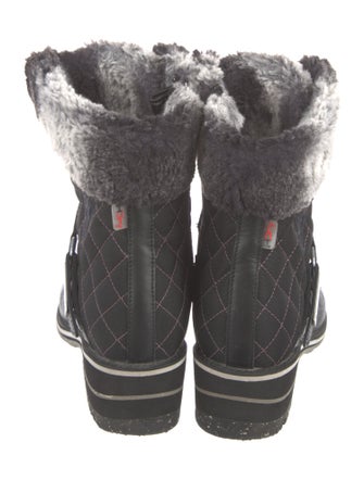 ROSSIGNOL Leather Fur Trim Combat Boots