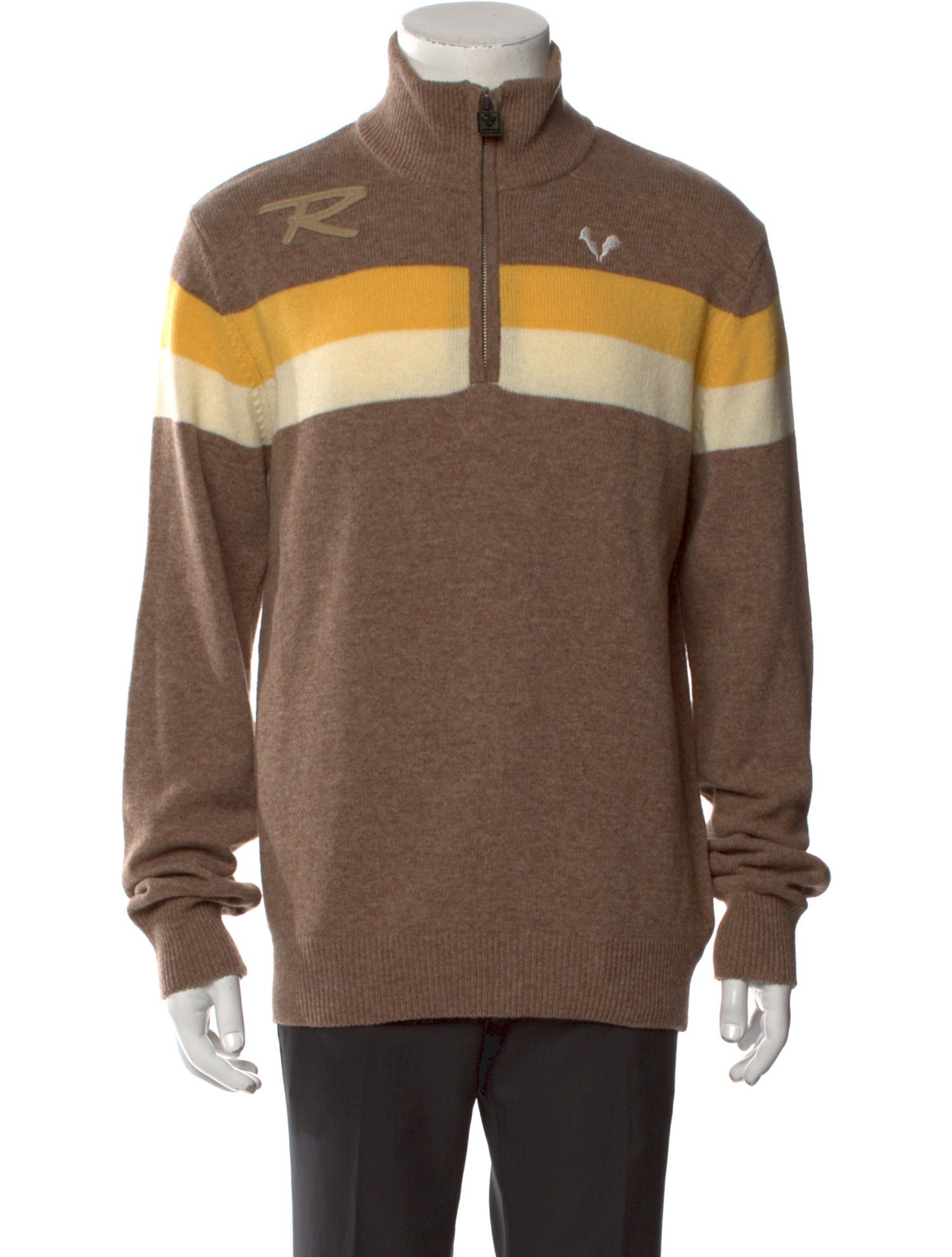 ROSSIGNOL Colorblock Pattern Turtleneck Polo Sweater