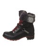 ROSSIGNOL Leather Fur Trim Combat Boots