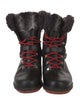 ROSSIGNOL Leather Fur Trim Combat Boots