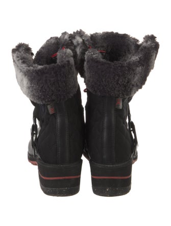 ROSSIGNOL Leather Fur Trim Combat Boots