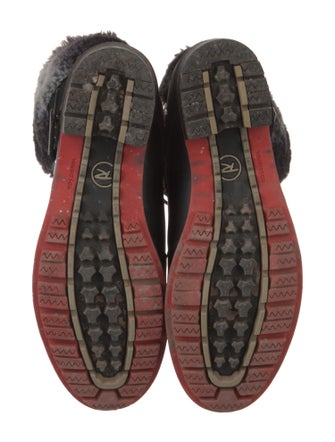 ROSSIGNOL Leather Fur Trim Combat Boots