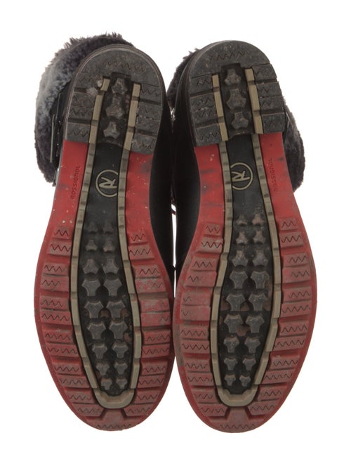 ROSSIGNOL Leather Fur Trim Combat Boots