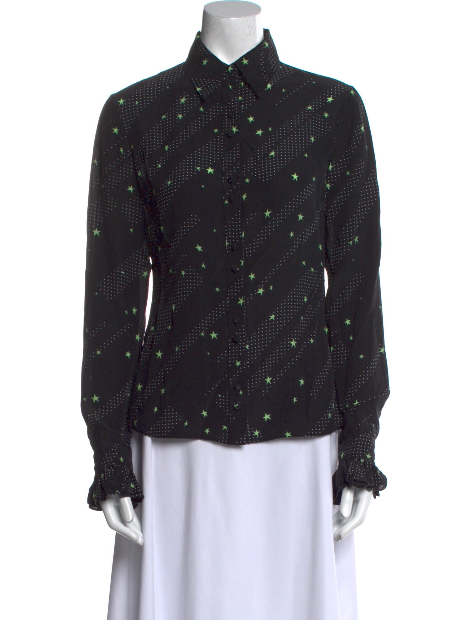 Rockins Silk Printed Button-Up Top