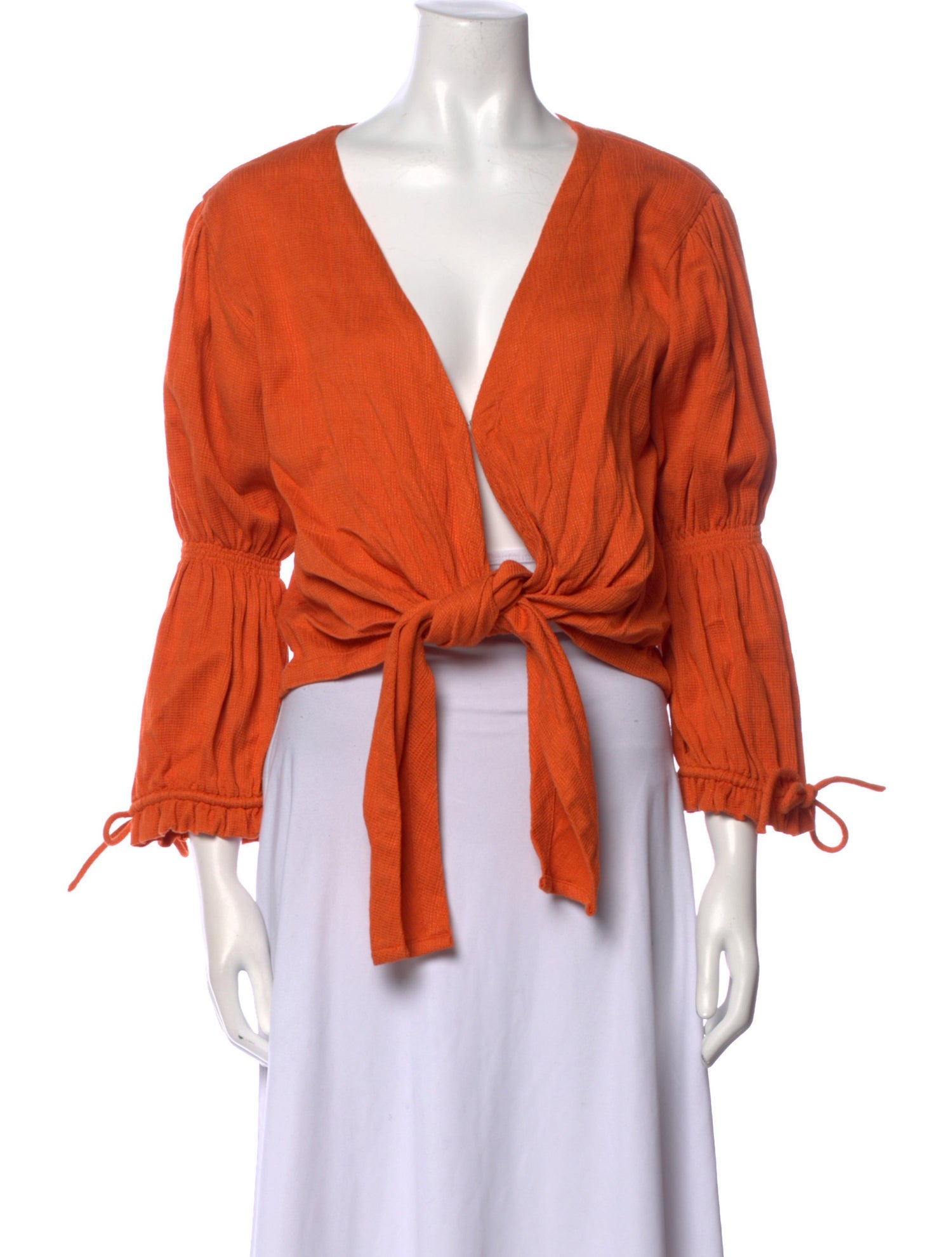 Rue Stiic Plunge Neckline Three-Quarter Sleeve Crop Top w/ Tags