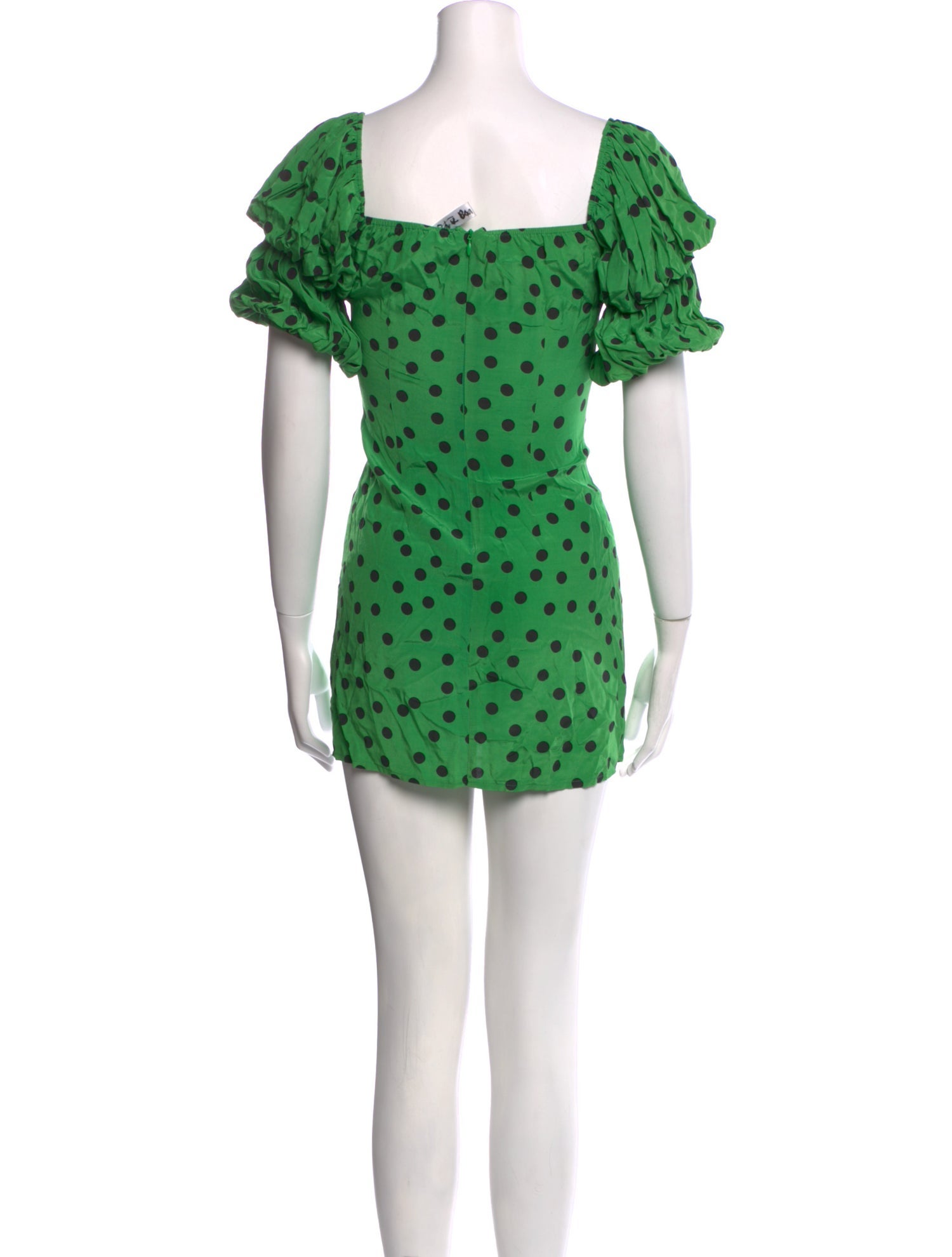 Rat & Boa Polka Dot Print Mini Dress in Green, Women's XXS