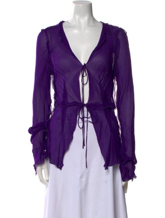 Rat & Boa V-Neck Long Sleeve Blouse