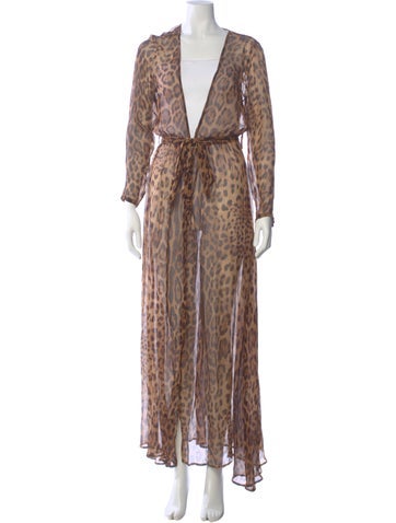 Pre-owned Rat & Boa Silk Long Dress In Brown