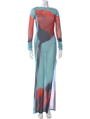 Pre-owned Rat & Boa Printed Long Dress In Blue