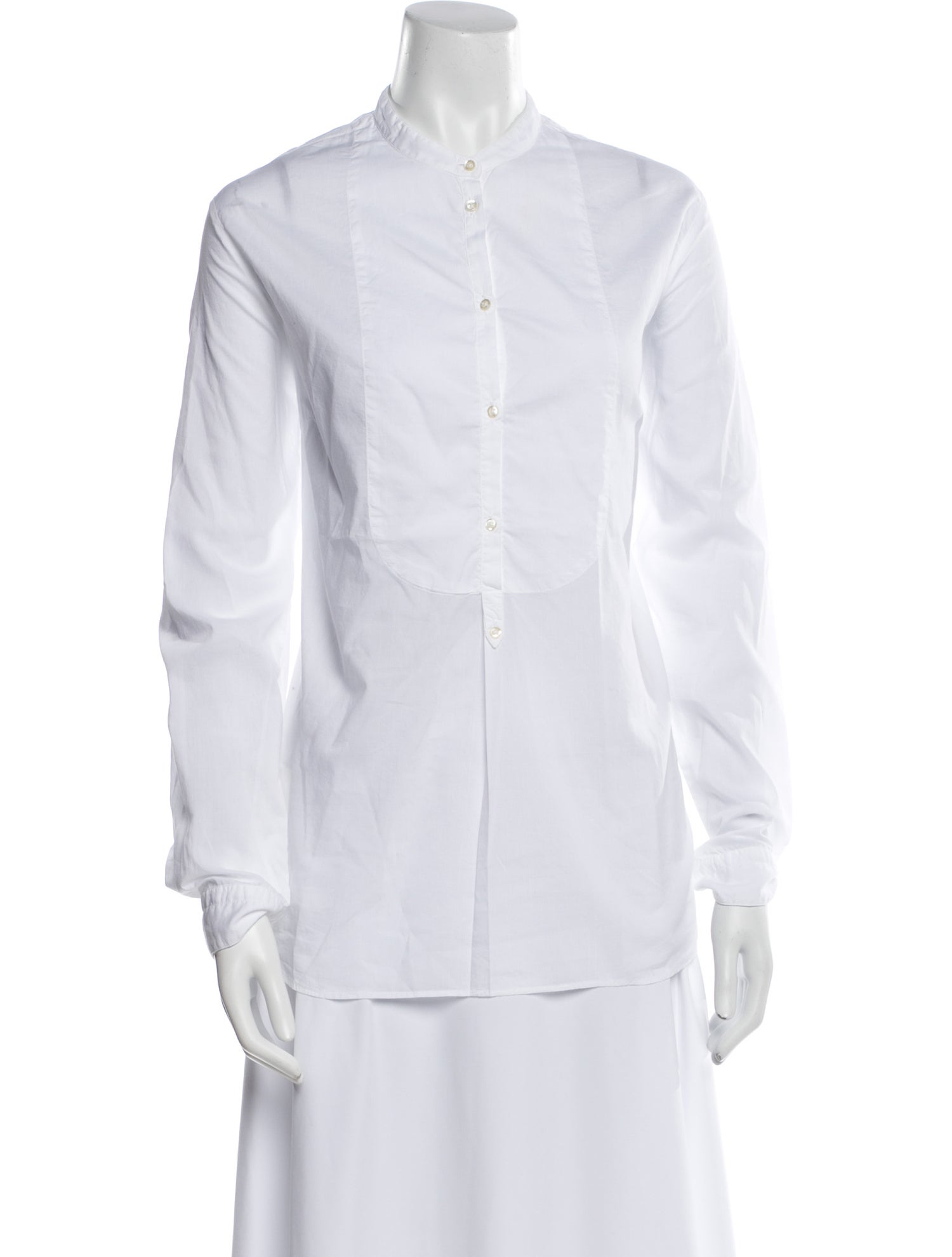Massimo Alba Mock Neck Long Sleeve Button-Up Top