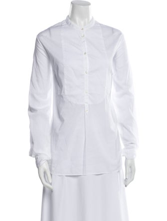 Massimo Alba Mock Neck Long Sleeve Button-Up Top