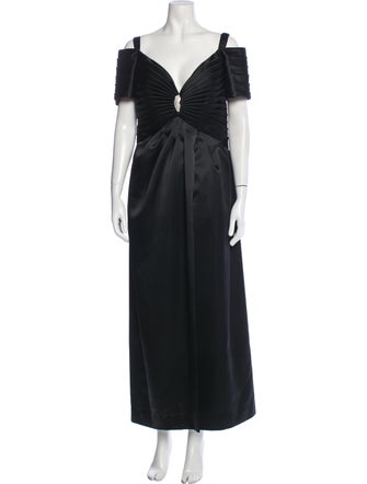 Rose Taft V-Neck Long Dress