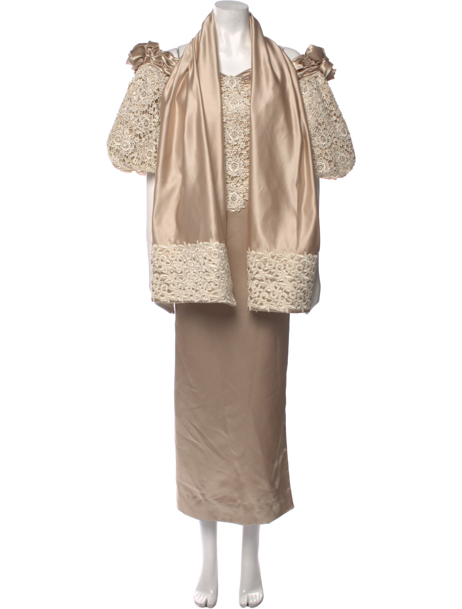 Rose Taft Silk Long Dress