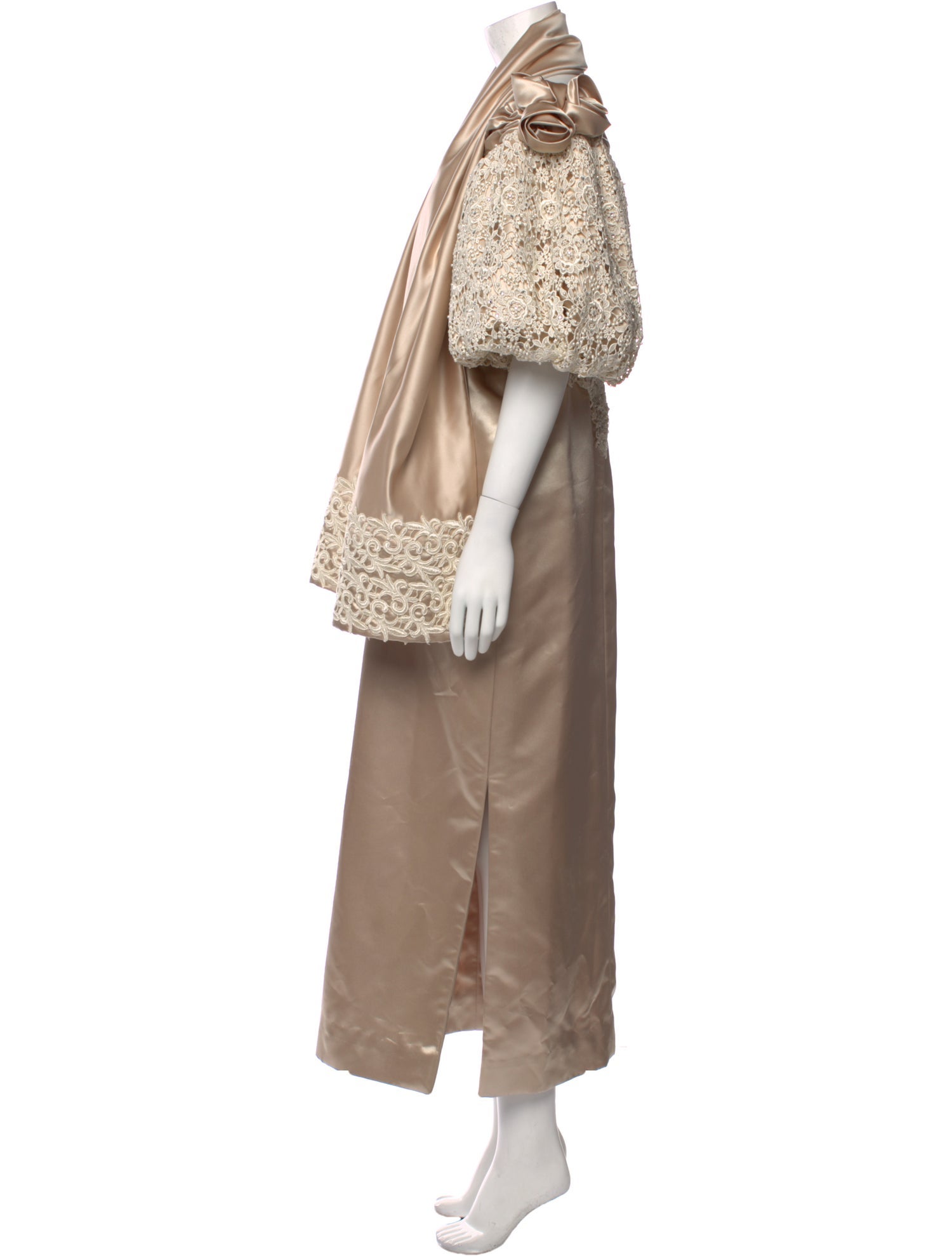 Rose Taft Silk Long Dress