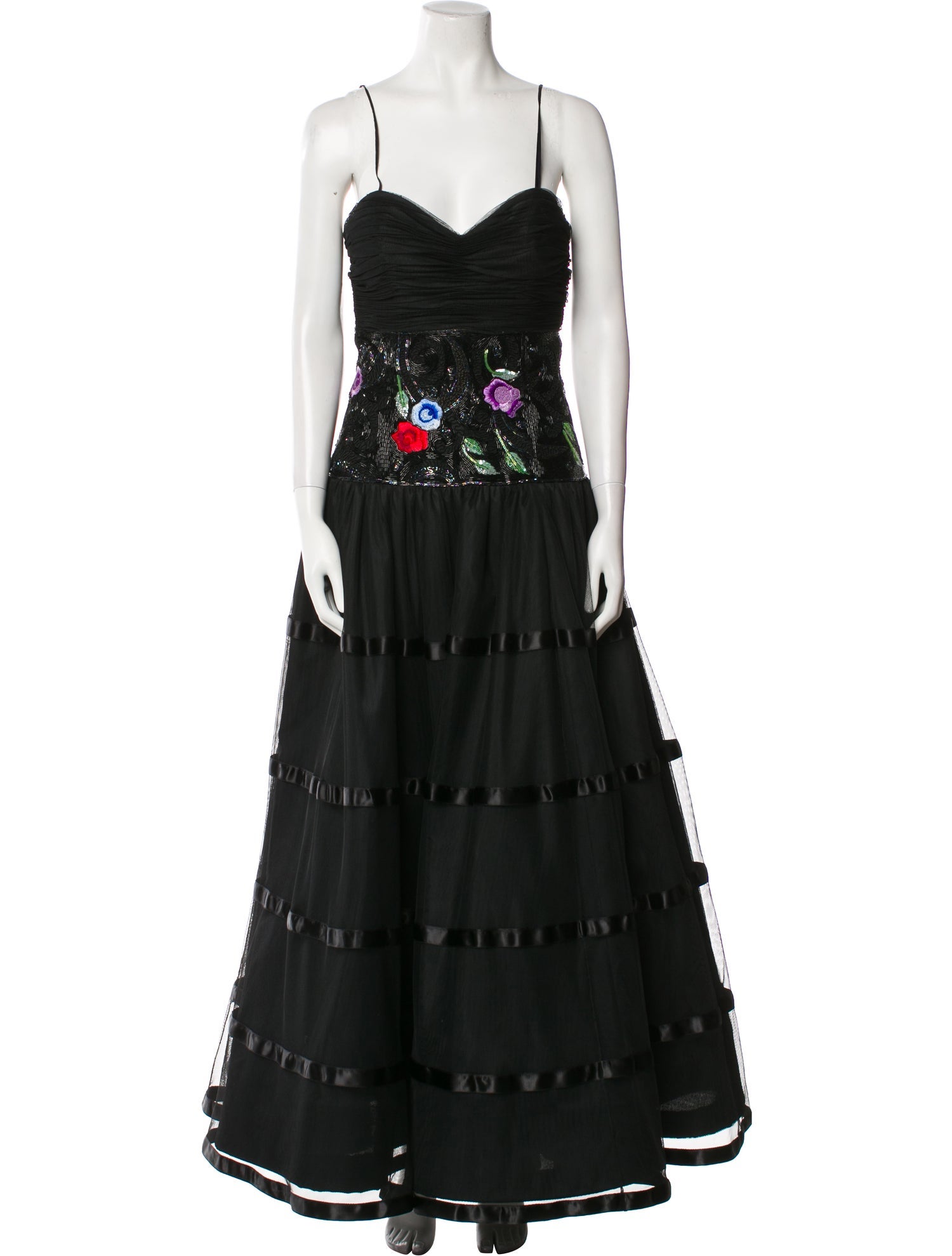 Rose Taft Square Neckline Long Dress