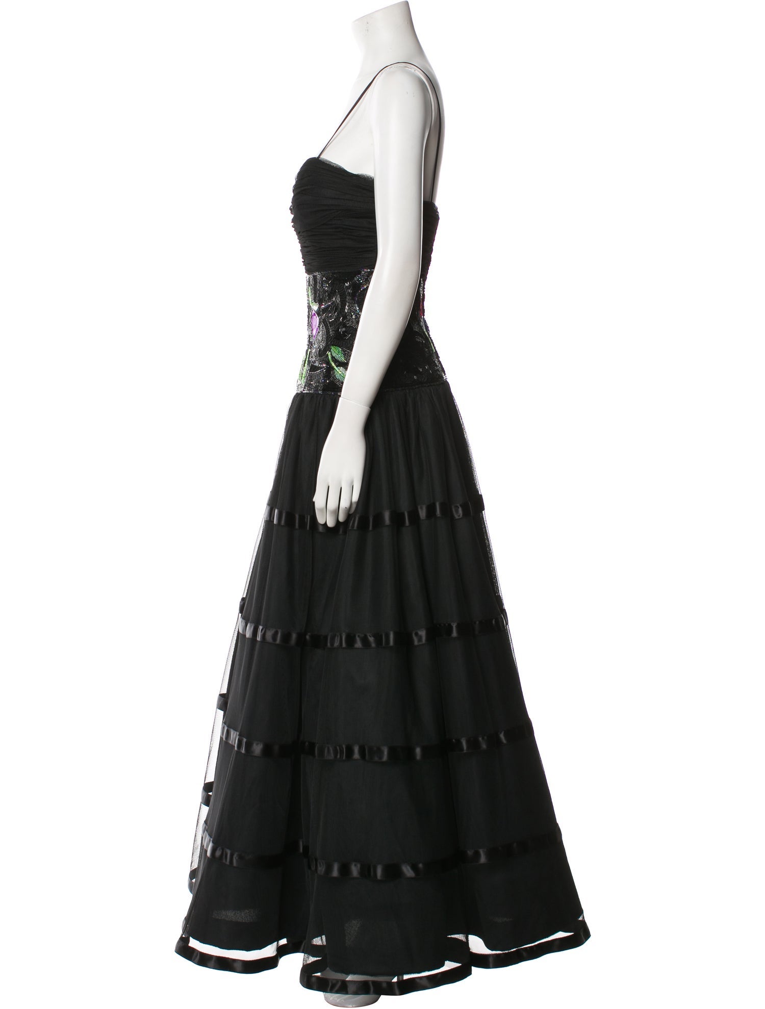 Rose Taft Square Neckline Long Dress