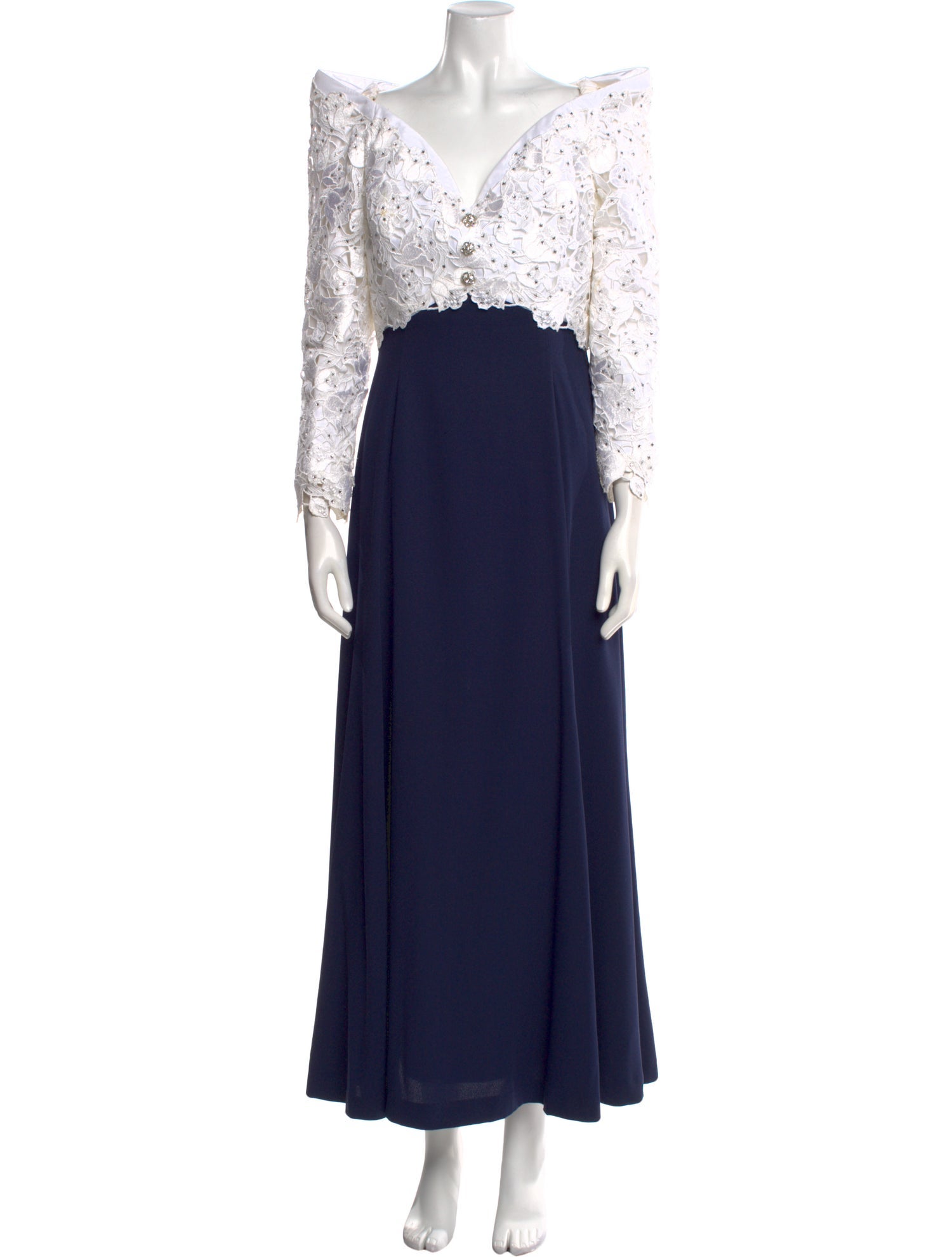 Rose Taft V-Neck Long Dress