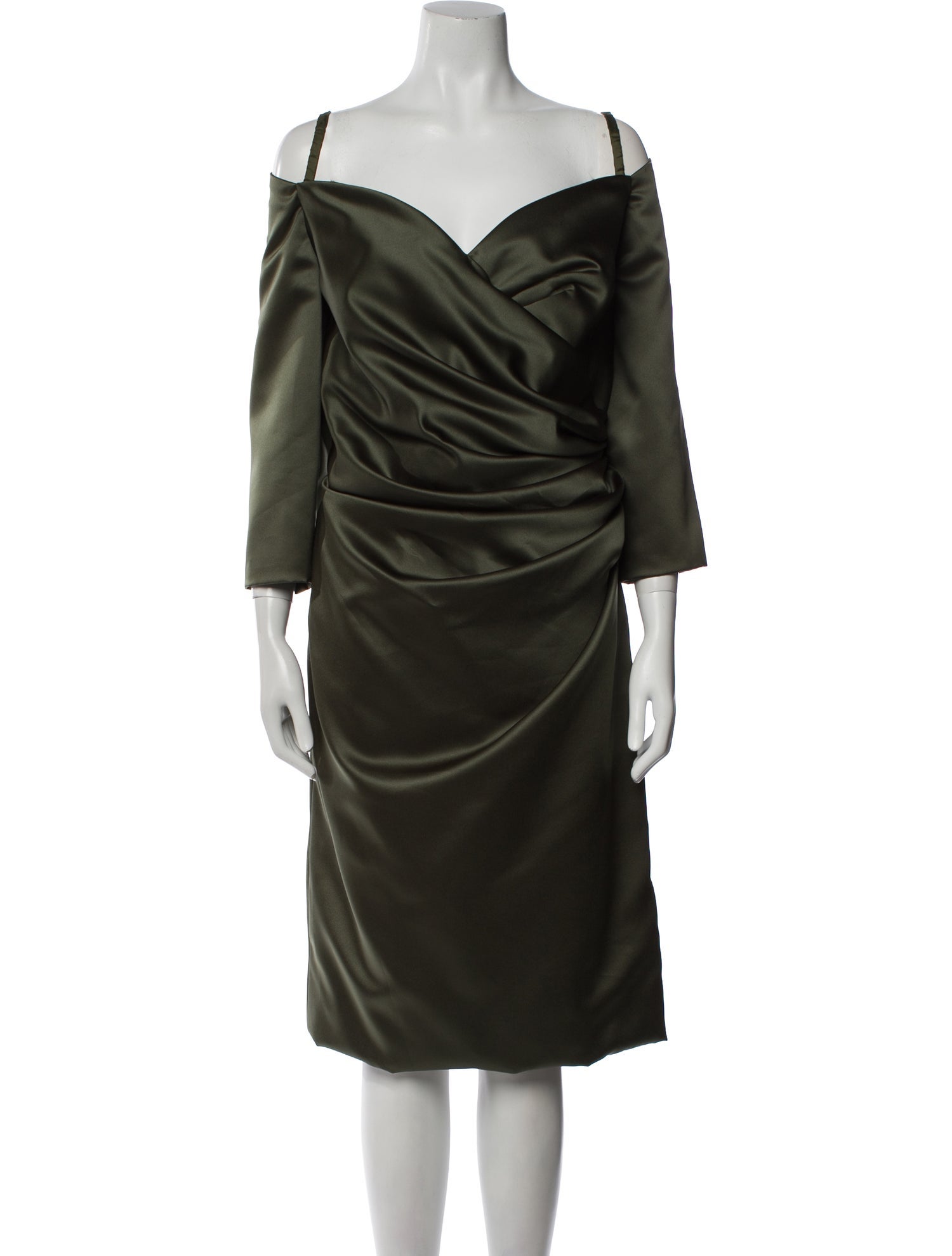 Rose Taft Off-The-Shoulder Midi Length Dress