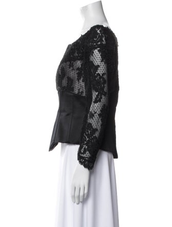 Rose Taft Lace Pattern Bateau Neckline Blouse