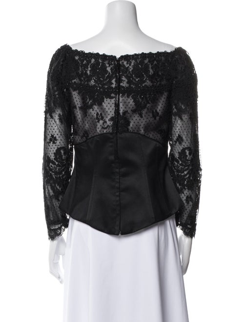 Rose Taft Lace Pattern Bateau Neckline Blouse