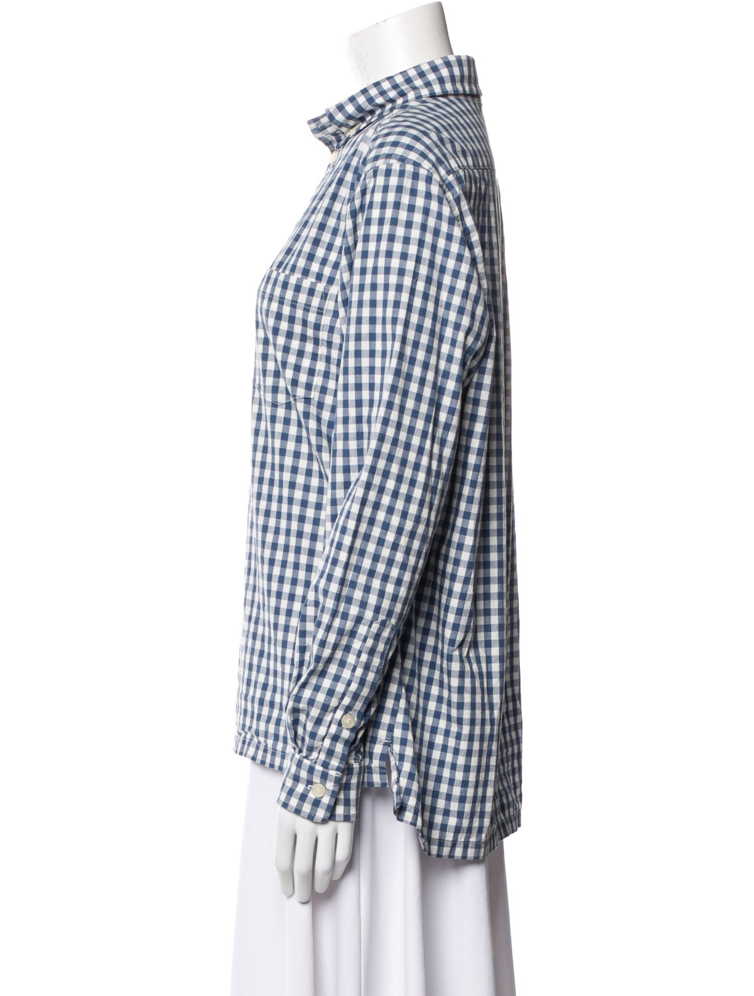 RTH Plaid Print Long Sleeve Button-Up Top