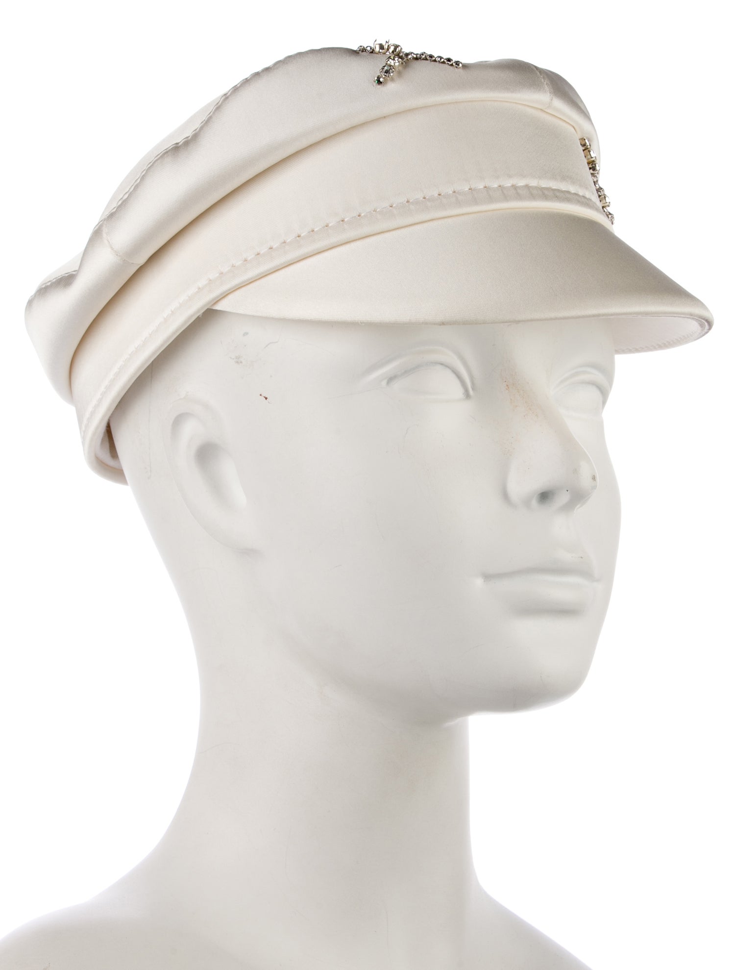 Ruslan Baginskiy Satin Crystal Embellished Newsboy Hat