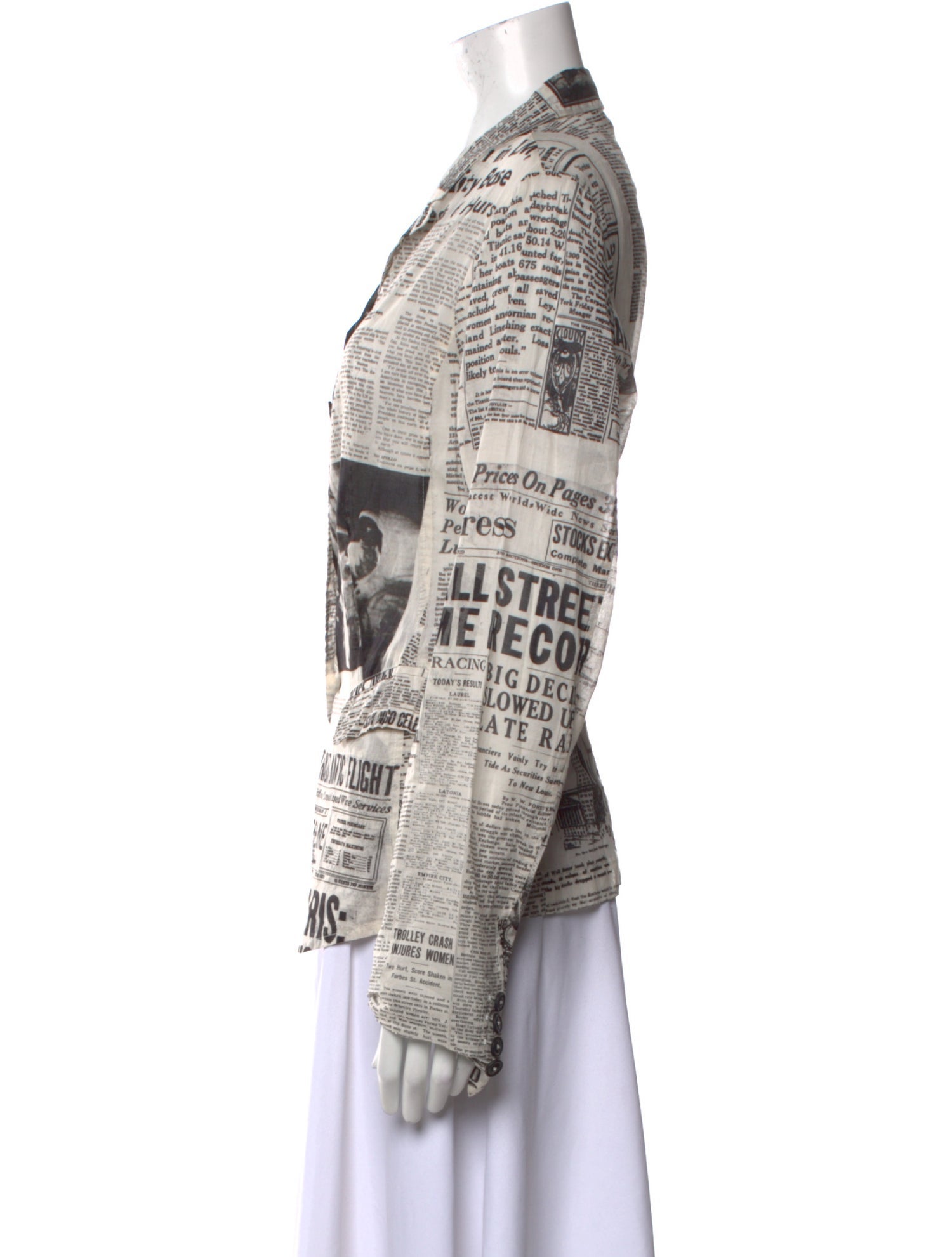 Rundholz Printed Long Sleeve Button-Up Top