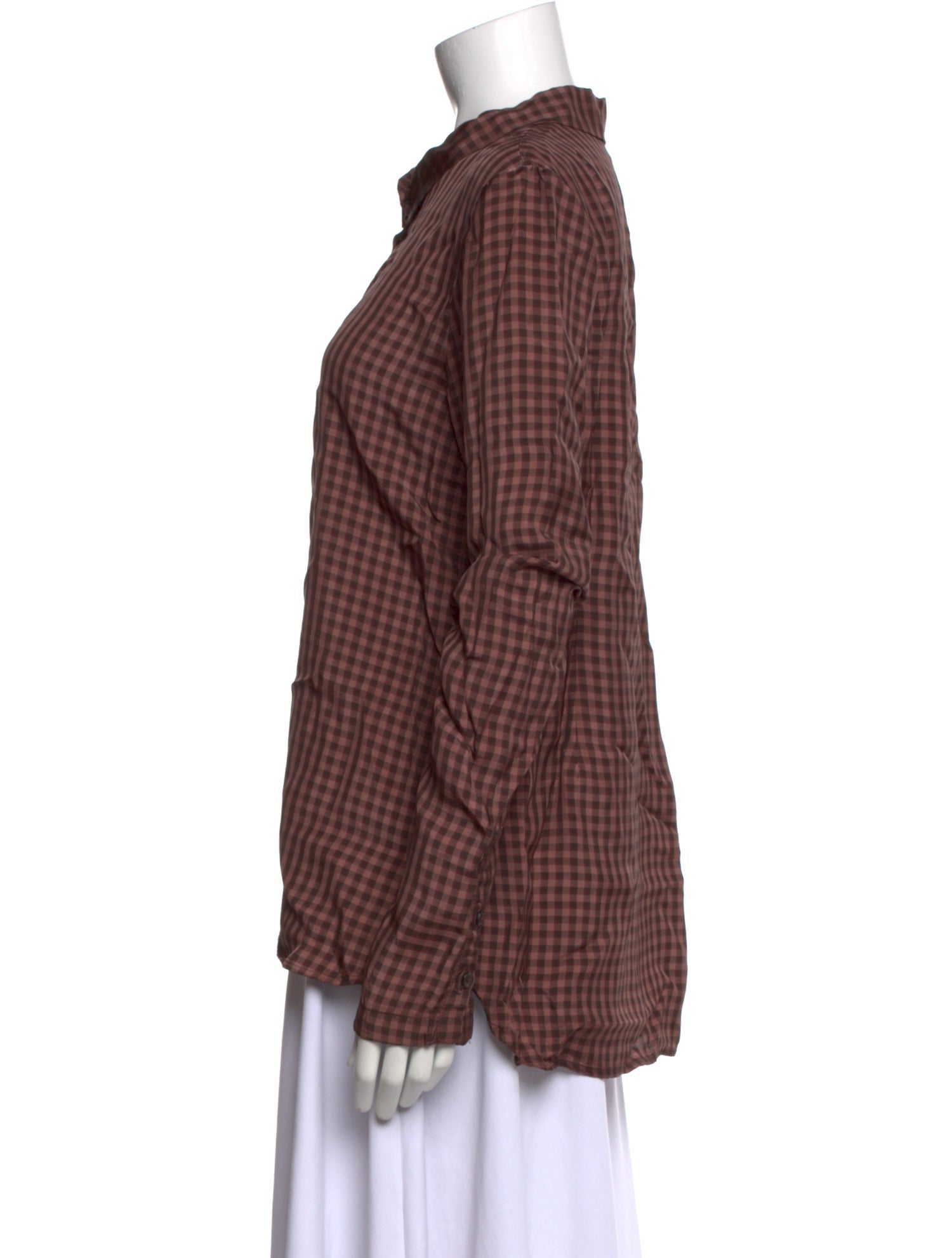 Rundholz Plaid Print Long Sleeve Button-Up Top