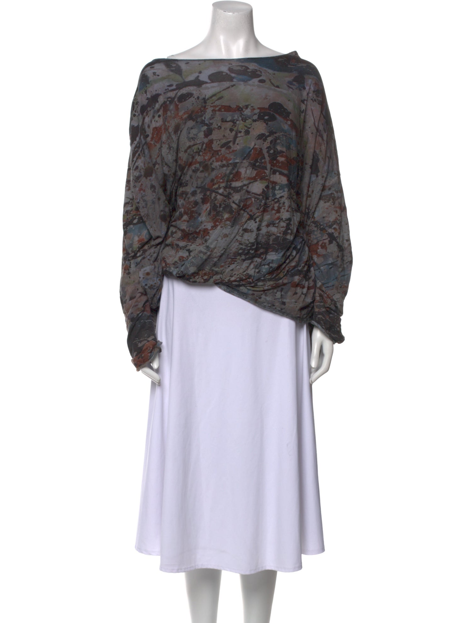 Rundholz Printed Bateau Neckline Blouse