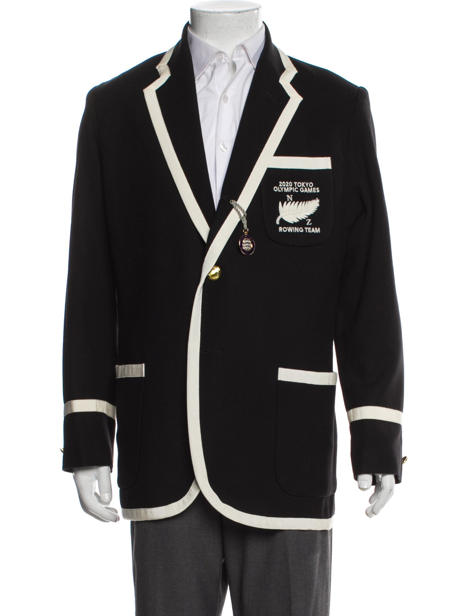 ROWING BLAZERS ローイングブレザーズ ラガーシャツ M 黒 Rowing Blazers Wool Striped Blazer - Black Suiting, Clothing