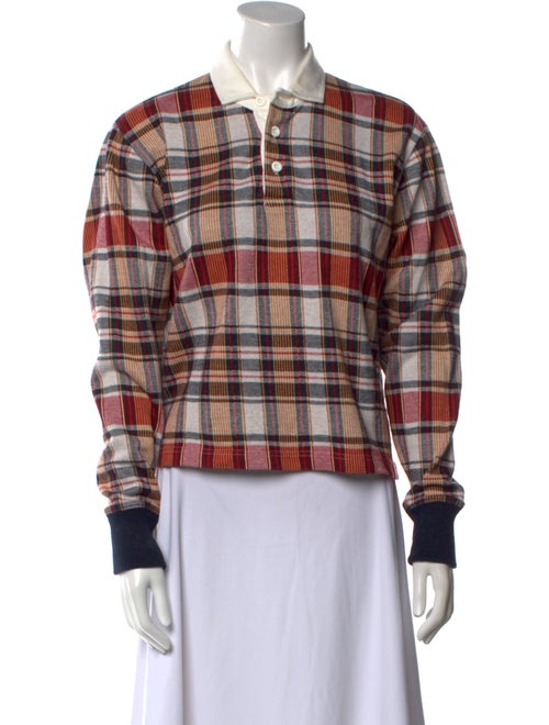 Rowing Blazers Plaid Print Long Sleeve Button-Up Top