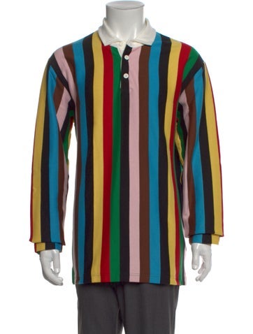 Pre-owned Rowing Blazers Striped Crew Neck Polo Shirt In Black