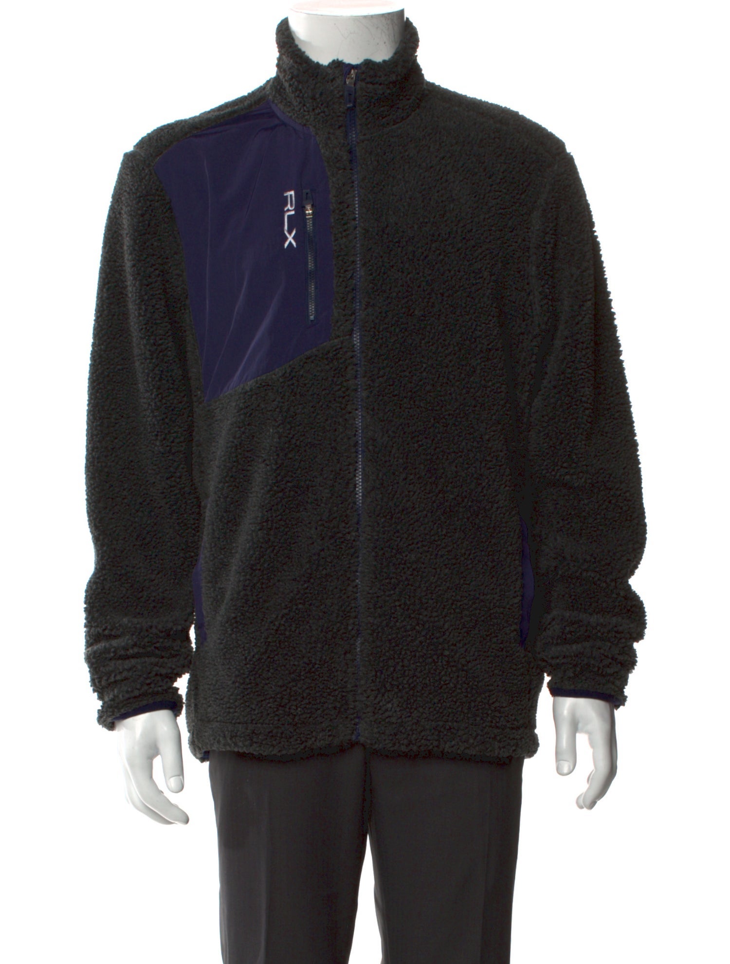RLX by Ralph Lauren Colorblock Pattern Mock Neck Cardigan