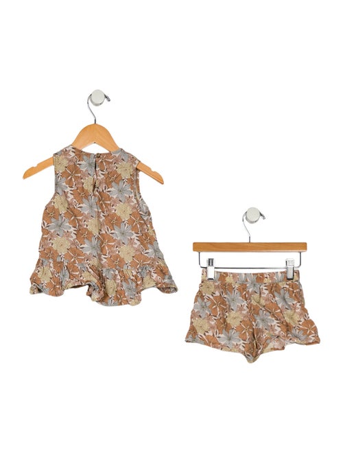 Rylee + Cru Girls Floral Linen Outfit Set