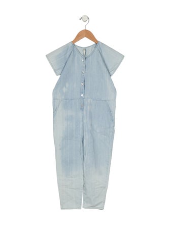 Rylee + Cru Girls' Denim Short Sleeve Jumpsuit