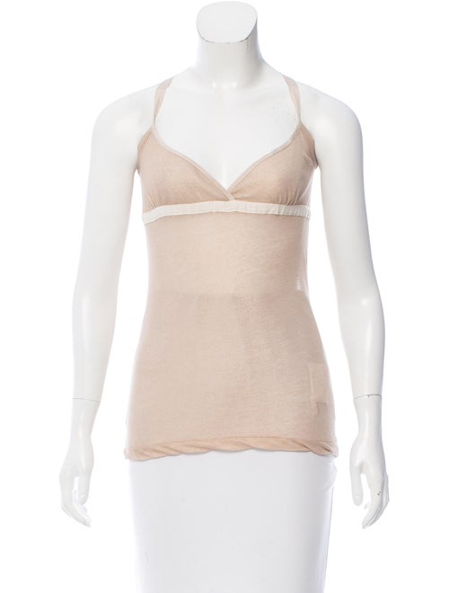 Sacai Sleeveless Sweetheart Neckline Top Beige