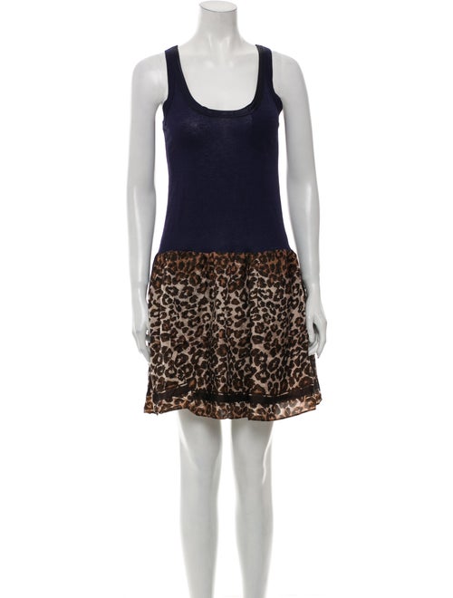 Sacai Animal Print Mini Dress Blue
