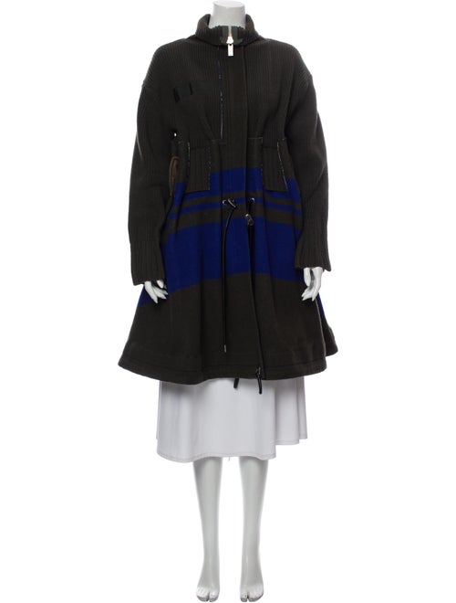 Sacai Wool Striped Coat Wool