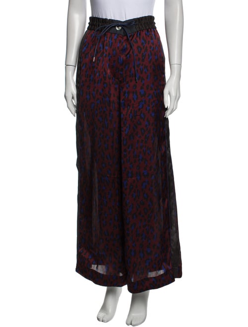 Sacai Animal Print Wide Leg Pants Brown