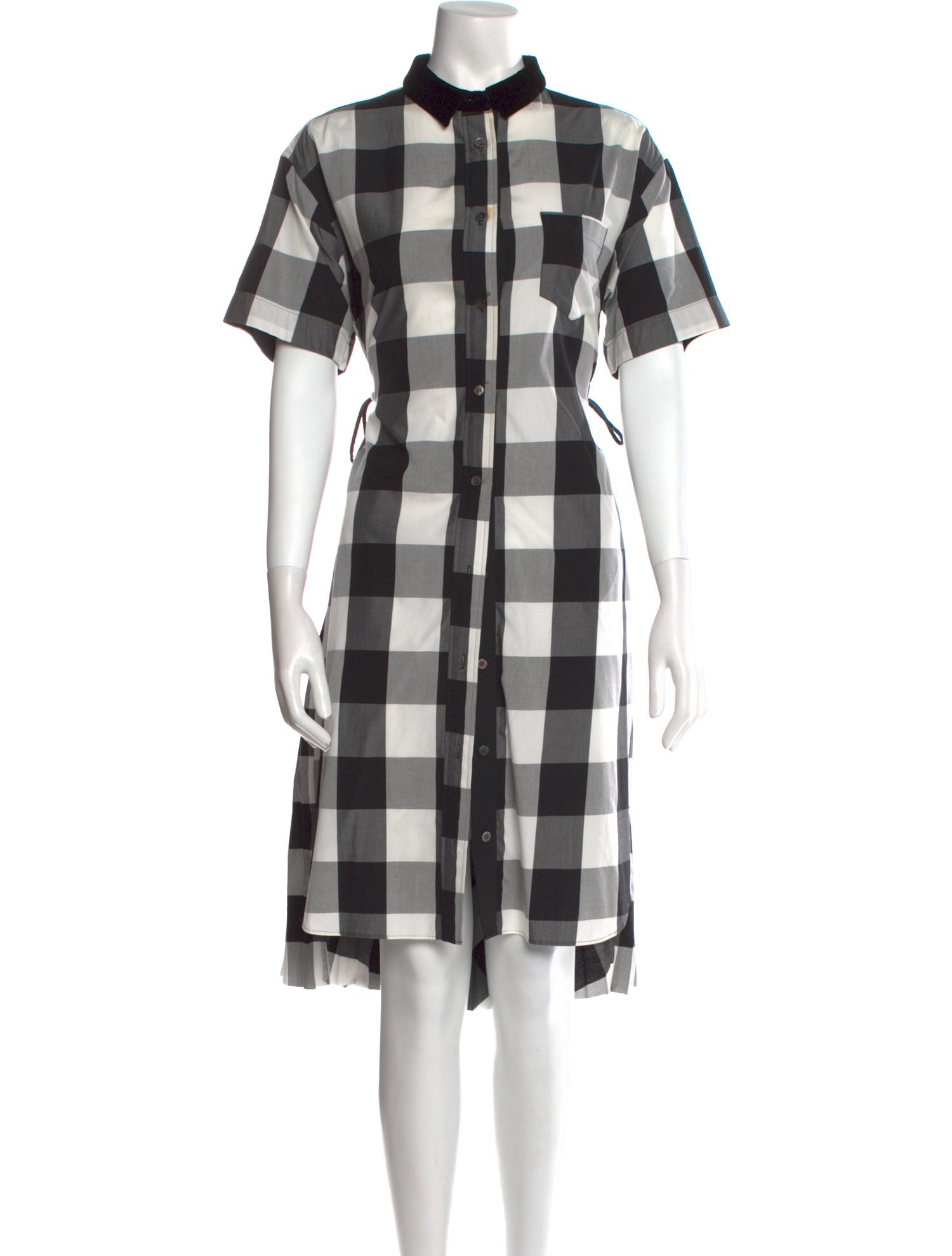 Sacai Plaid Print Midi Length Dress - Black Dresses